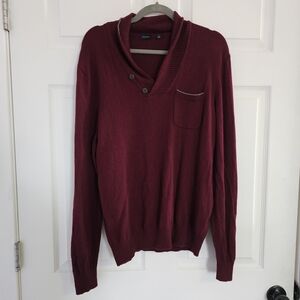 Men's V-Neck Sweater in Rich Burgundy